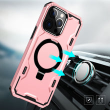 For iPhone 11 6.1 in. Case Magnet Circle Stand Shockproof Cover + Tempered Glass