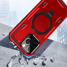 For iPhone 11 6.1 in. Case Magnet Circle Stand Shockproof Cover + Tempered Glass