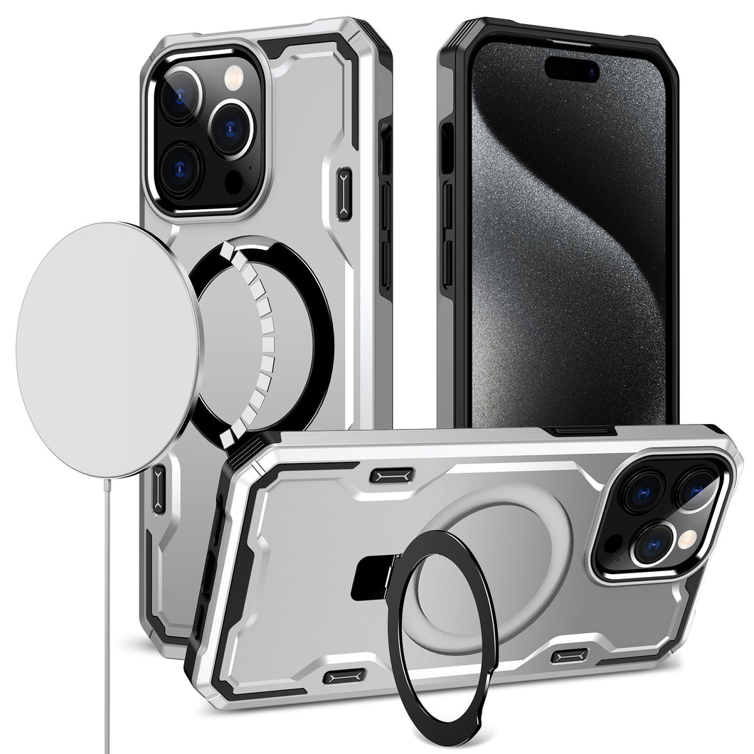 For iPhone 12/12 Pro Case Magnetic Circle Stand Shockproof + Tempered Glass