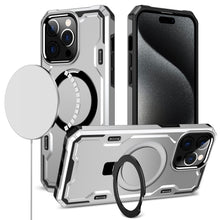 For iPhone 11 6.1 in. Case Magnet Circle Stand Shockproof Cover + Tempered Glass