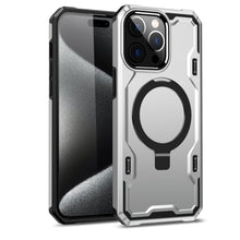 For iPhone 11 6.1 in. Case Magnet Circle Stand Shockproof Cover + Tempered Glass