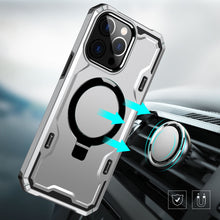 For iPhone 11 6.1 in. Case Magnet Circle Stand Shockproof Cover + Tempered Glass