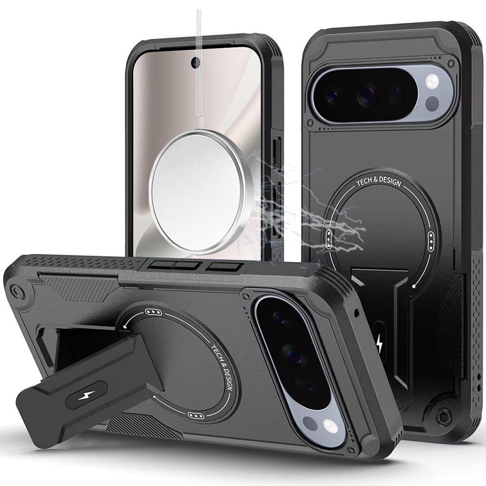 For Google Pixel 10 Pro XL Case Magnetic Circle Rugged Kickstand +Tempered Glass