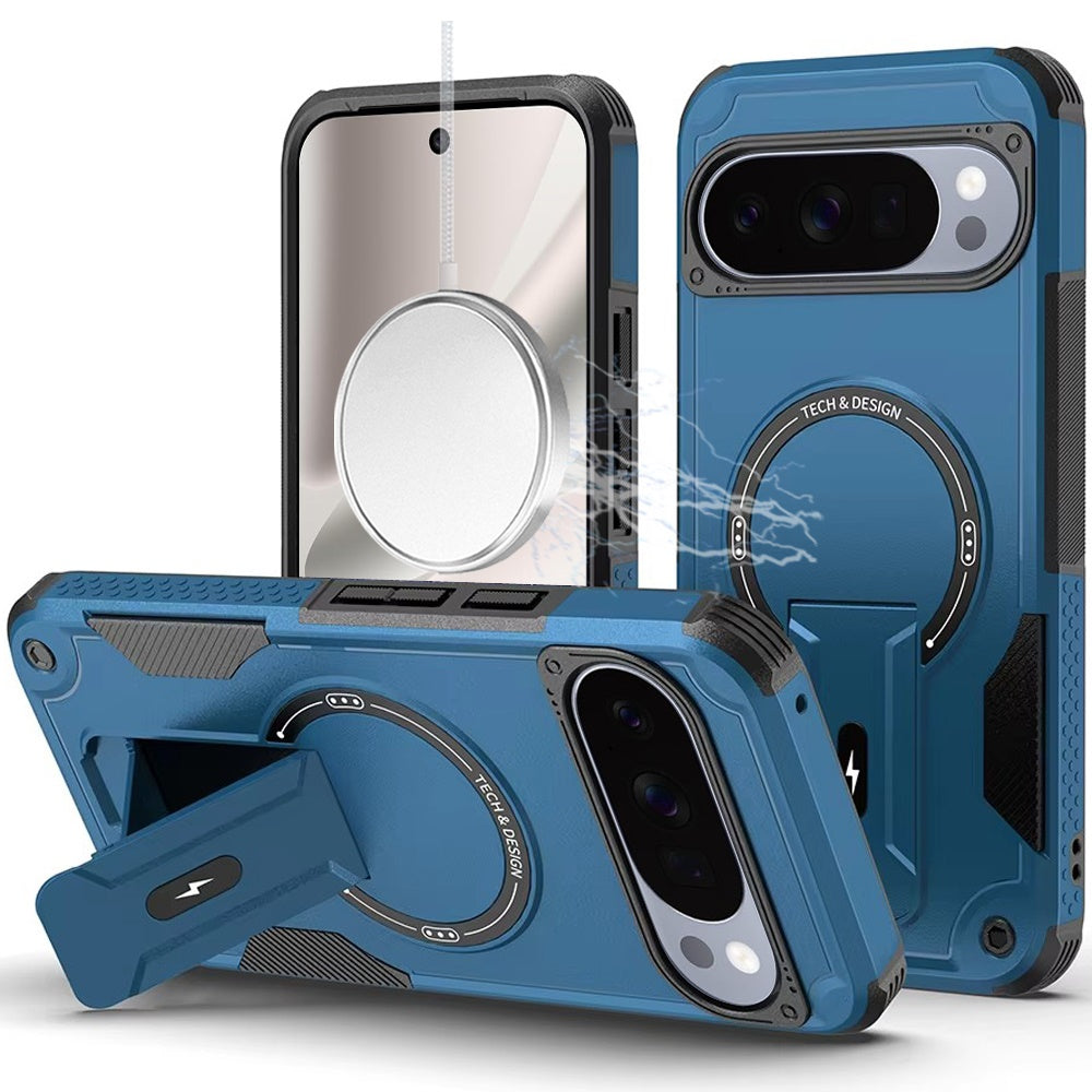 For Google Pixel 10 Pro XL Case Magnetic Circle Rugged Kickstand +Tempered Glass