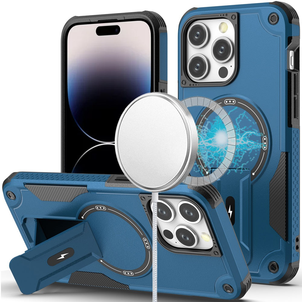 For iPhone 14 PRO MAX 6.7 in. Case Magnetic Circle Rugged Grip Kickstand Cover