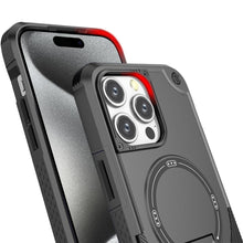 For iPhone 15 Pro Max Case Magnetic Circle Rugged Grip Stand + 2 Tempered Glass