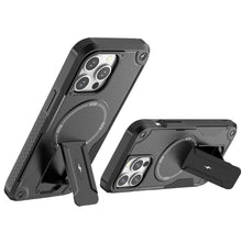 For iPhone 15 Pro Max Case Magnetic Circle Rugged Grip Stand + 2 Tempered Glass