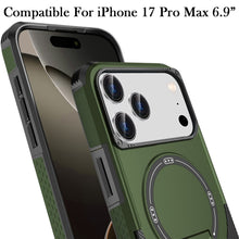 For iPhone 17 Pro Max Case Magnetic Circle Rugged Grip Kickstand +Tempered Glass