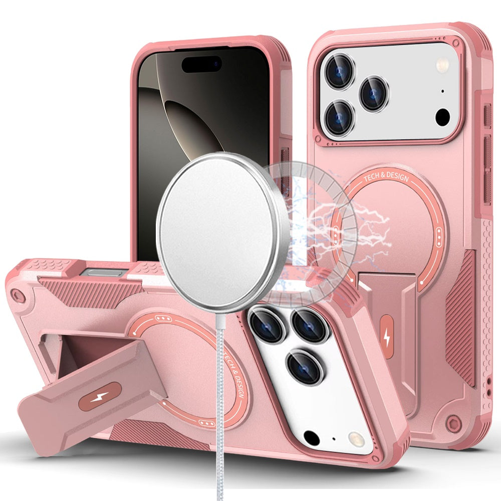 For iPhone 17 Pro Max Case Magnetic Circle Rugged Grip Kickstand +Tempered Glass