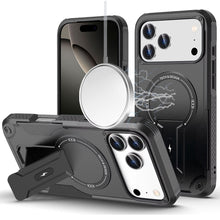 For iPhone 17 PRO Case Magnetic Circle Rugged Grip Kickstand + Tempered Glass