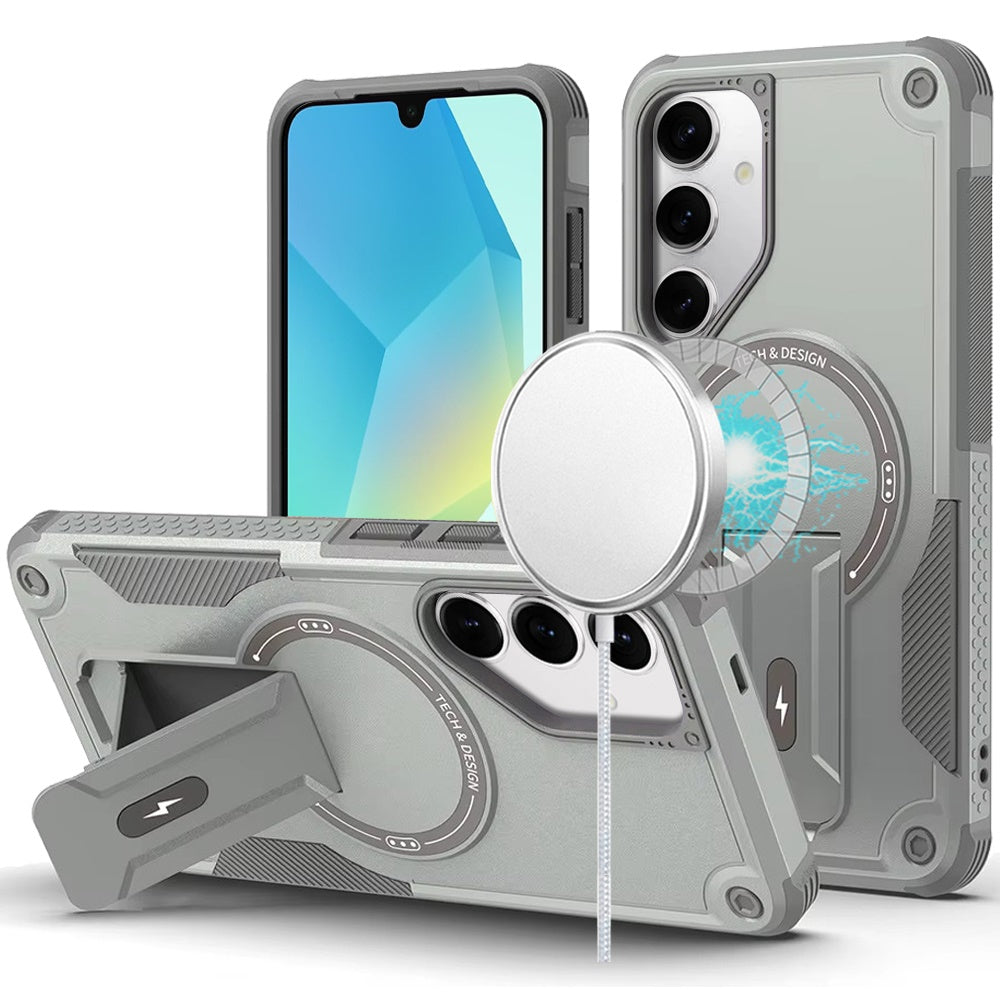 For Samsung A16 5G Case Magnetic Circle Rugged Grip Kickstand + Tempered Glass