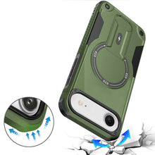 For iPhone Air Case Magnetic Circle Rugged Grip with Kickstand + Tempered Glass