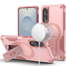 For Samsung S25 Edge Case Magnetic Circle Rugged Grip Kickstand + Tempered Glass