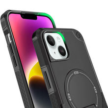 For iPhone 13/14 Case Magnetic Circle Rugged Grip Kickstand + Tempered Glass