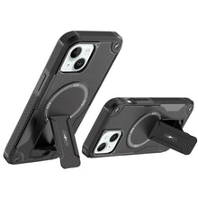 For iPhone 13/14 Case Magnetic Circle Rugged Grip Kickstand + Tempered Glass