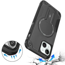 For iPhone 13/14 Case Magnetic Circle Rugged Grip Kickstand + Tempered Glass