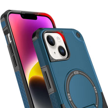 For iPhone 13/14 Case Magnetic Circle Rugged Grip Kickstand + Tempered Glass