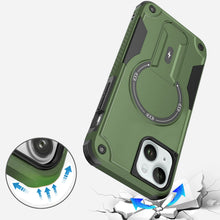 For iPhone 13/14 Case Magnetic Circle Rugged Grip Kickstand + Tempered Glass