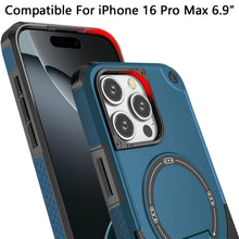 For iPhone 16 PRO MAX Case Magnetic Circle Grip Kickstand Cover + Tempered Glass