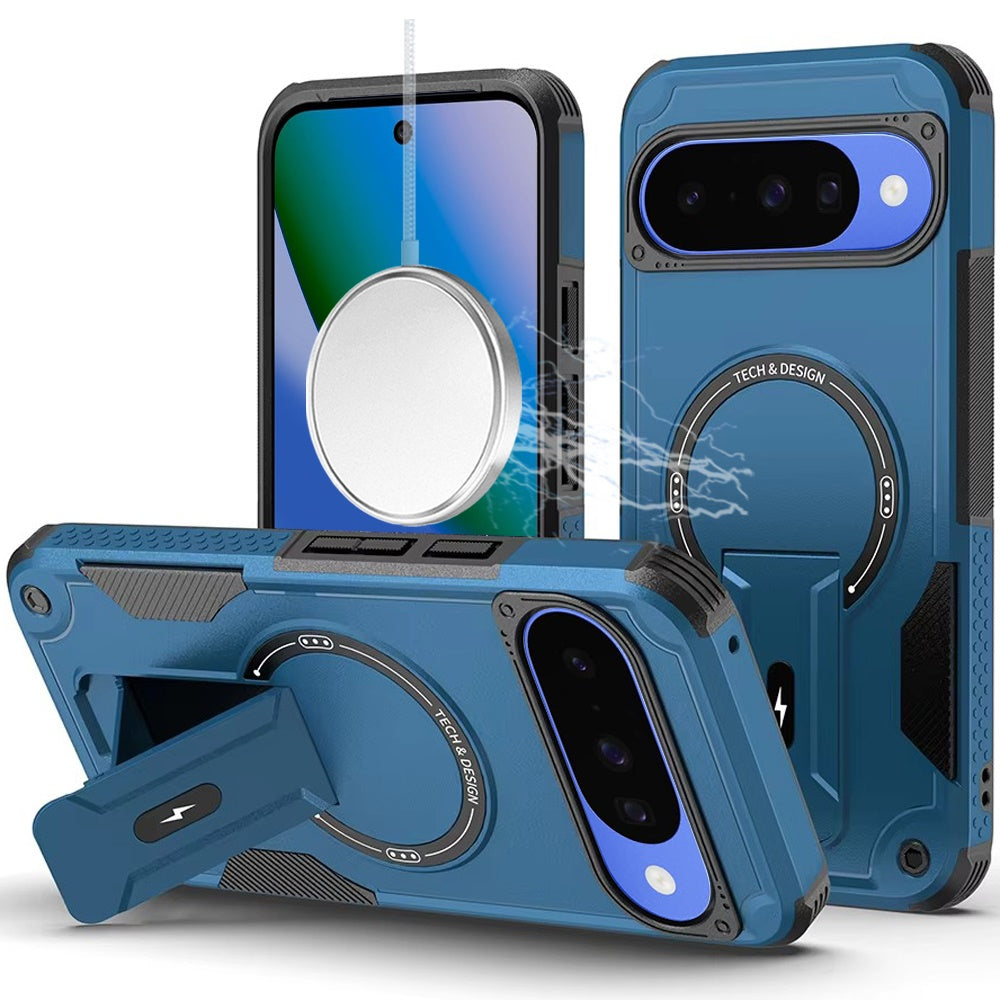 For Google Pixel 10/10 Pro Case Magnetic Circle Rugged Kickstand +Tempered Glass