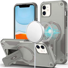 For iPhone 11 6.1 in. Case Magnetic Circle Rugged Grip Kickstand +Tempered Glass