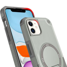 For iPhone 11 6.1 in. Case Magnetic Circle Rugged Grip Kickstand +Tempered Glass
