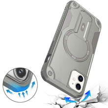 For iPhone 11 6.1 in. Case Magnetic Circle Rugged Grip Kickstand +Tempered Glass
