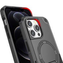 For iPhone 12 Pro Max Case Magnetic Circle Rugged Grip Kickstand +Tempered Glass