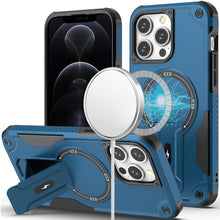 For iPhone 12 Pro Max Case Magnetic Circle Rugged Grip Kickstand +Tempered Glass
