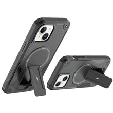 For iPhone 15 Case Magnetic Circle Rugged Grip Kickstand + 2 Tempered Glass