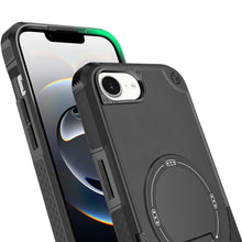 For iPhone 16e Case Magnetic Circle Rugged Grip Kickstand Cover + Tempered Glass