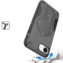 For iPhone 16e Case Magnetic Circle Rugged Grip Kickstand Cover + Tempered Glass