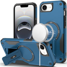 For iPhone 16e Case Magnetic Circle Rugged Grip Kickstand Cover + Tempered Glass