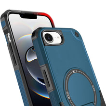 For iPhone 16e Case Magnetic Circle Rugged Grip Kickstand Cover + Tempered Glass