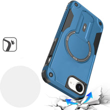 For iPhone 16e Case Magnetic Circle Rugged Grip Kickstand Cover + Tempered Glass
