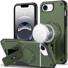 For iPhone 16e Case Magnetic Circle Rugged Grip Kickstand Cover + Tempered Glass