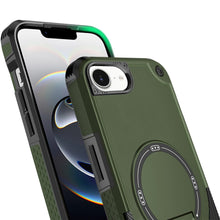 For iPhone 16e Case Magnetic Circle Rugged Grip Kickstand Cover + Tempered Glass