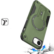 For iPhone 16e Case Magnetic Circle Rugged Grip Kickstand Cover + Tempered Glass