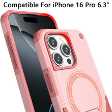 For iPhone 16 Pro 6.3in Case Magnetic Circle Grip Kickstand + Tempered Glass