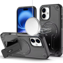For iPhone 17 Case Magnetic Circle Rugged Grip with Kickstand + Tempered Glass