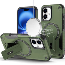 For iPhone 17 Case Magnetic Circle Rugged Grip with Kickstand + Tempered Glass