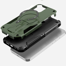 For iPhone 17 Case Magnetic Circle Rugged Grip with Kickstand + Tempered Glass