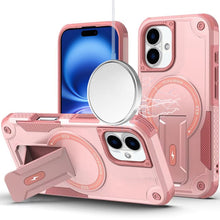 For iPhone 17 Case Magnetic Circle Rugged Grip with Kickstand + Tempered Glass