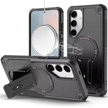 For Samsung S25 FE Case Magnetic Circle Rugged Grip Kickstand + Tempered Glass