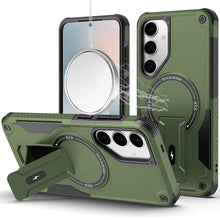 For Samsung S25 FE Case Magnetic Circle Rugged Grip Kickstand + Tempered Glass