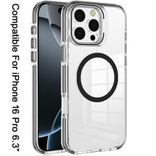 For iPhone 16 Pro 6.3in Case Camera Stand Cover Magnetic Circle + Tempered Glass
