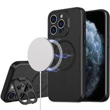 For iPhone 11 Pro Max Case Magnetic Circle Rear Lens Cover Stand +Tempered Glass