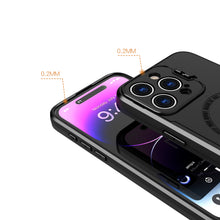 For iPhone 15 Case Magnetic Circle Camera Lens Stand Cover + 2 Tempered Glass