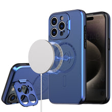 For iPhone 15 Case Magnetic Circle Camera Lens Stand Cover + 2 Tempered Glass
