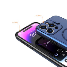 For iPhone 13/14 Case Magnetic Circle Lens Cover with Stand + Tempered Glass